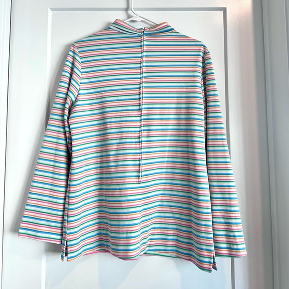 Vintage Peggy Lou California Pastel Striped Mockneck Top Size 38 - Picture 3 of 5